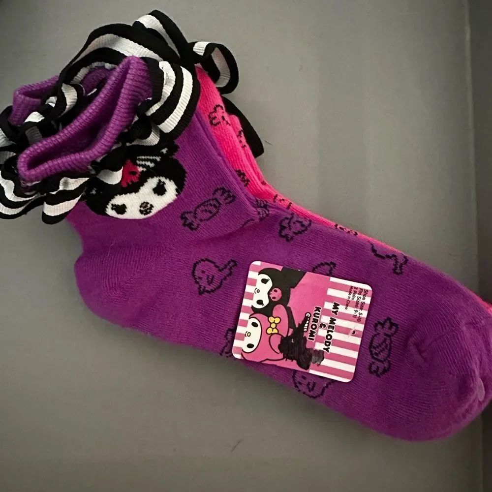 NWT MY MELODY & KUROMI SPOOKY CAPRIS ANKLE SOCKS 2 PAIRS SANRIO HELLO KITTY